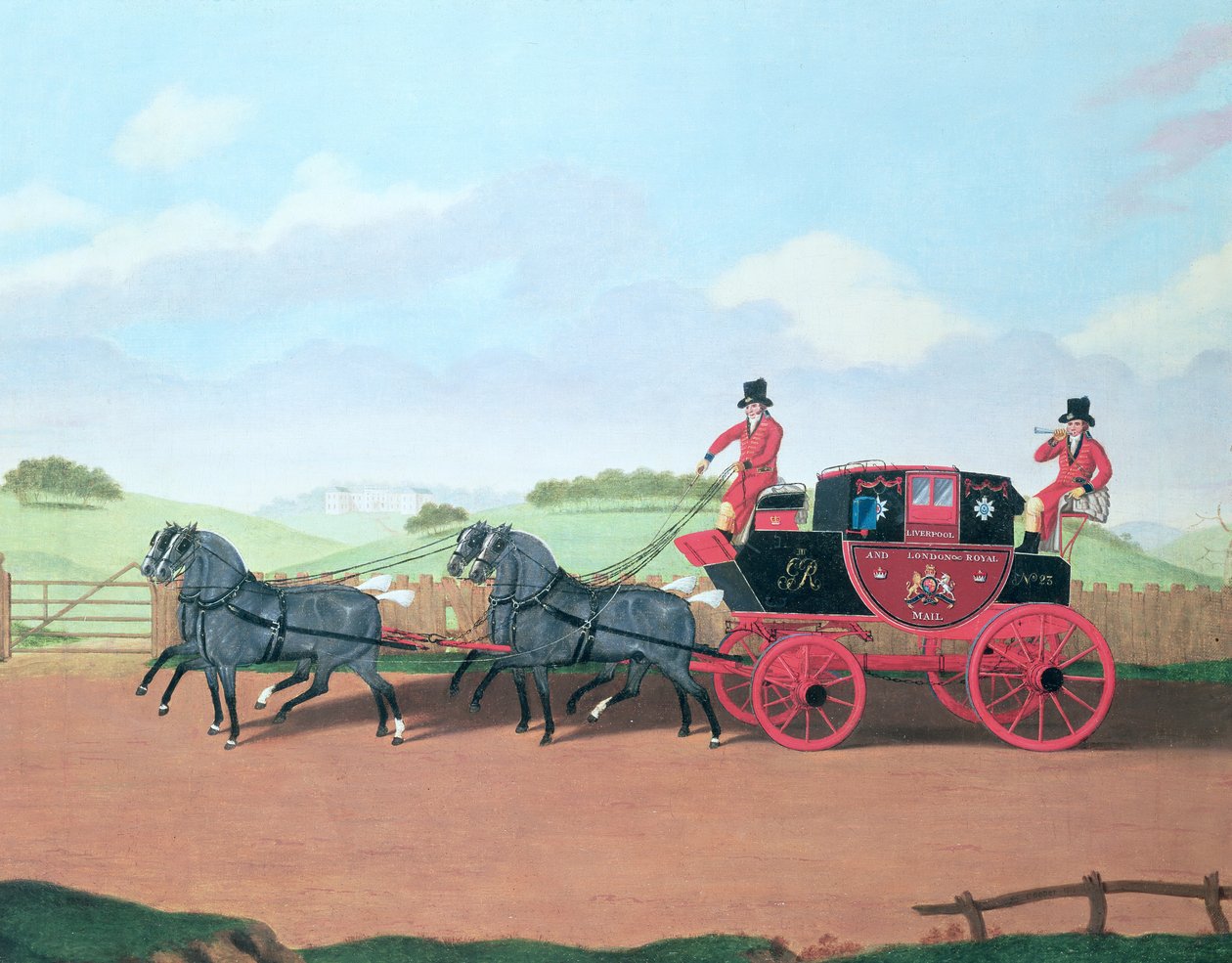 A liverpooli és londoni királyi postakocsi, 1812 alkotó: James Pollard