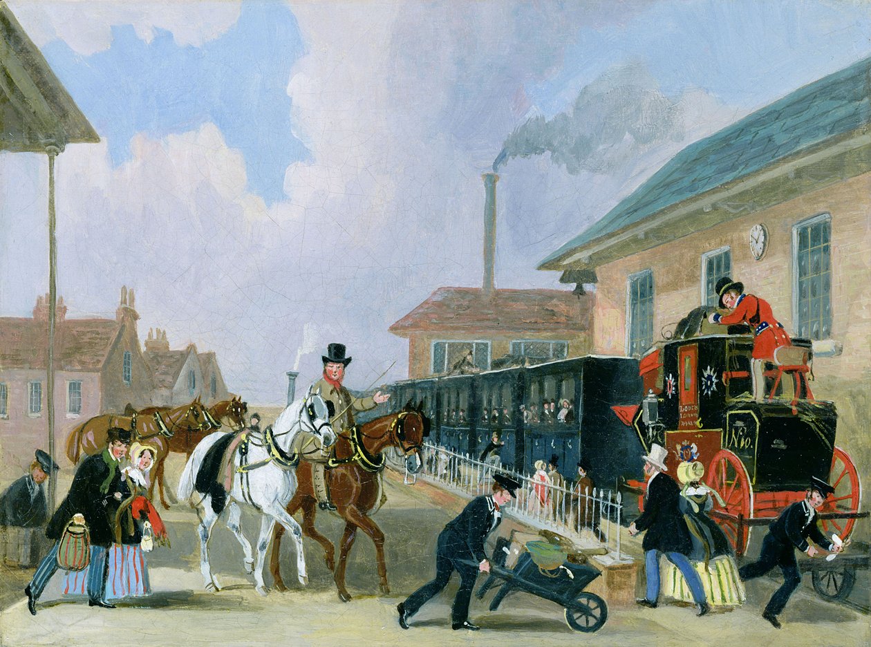 A Louth-London Royal Mail vonattal utazott Peterborough Eastből 1845 decemberében (konzerválás után) alkotó: James Pollard