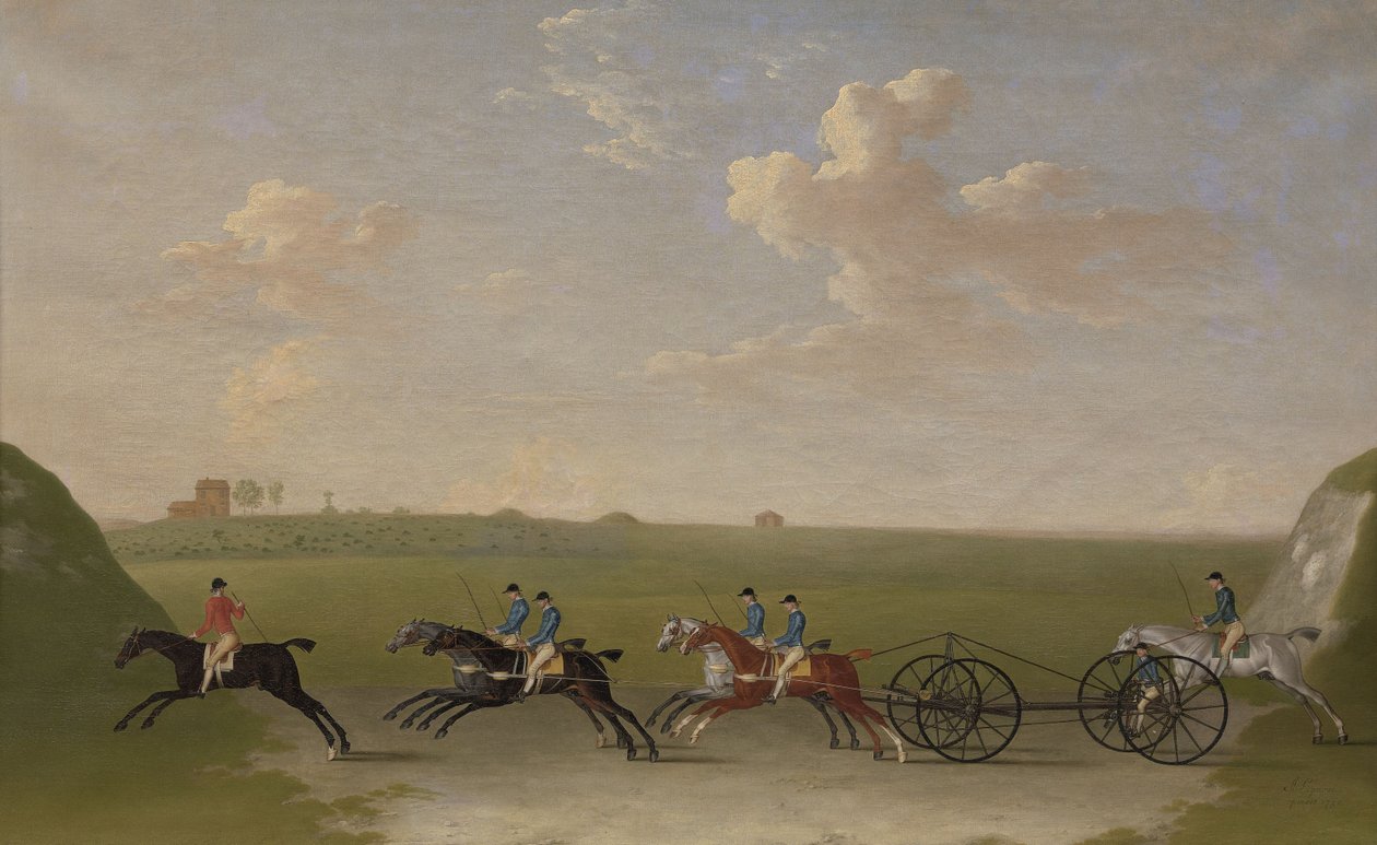 A Chaise Match futás a Newmarket Heath -en 1750. augusztus 29 -én, szerdán alkotó: James Seymour