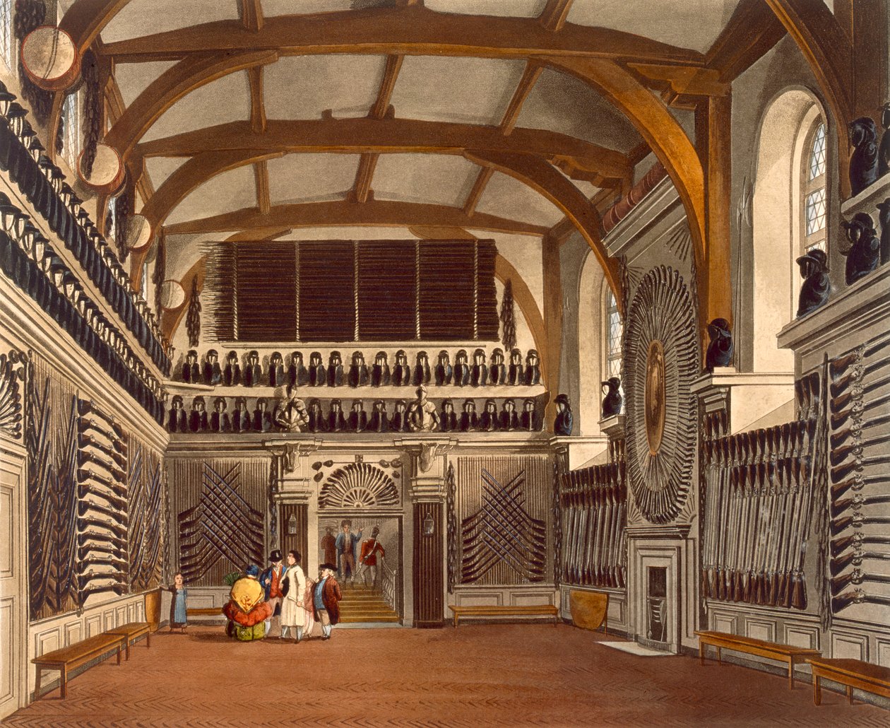 A régi őrkamra, a kerek torony, a windsori kastély, a „Királyi rezidenciák”-ból, Thomas Sutherland (sz. 1785) metszete, pub. William Henry Pyne (1769-1843), 1818 (akvatinta) alkotó: James Stephanoff
