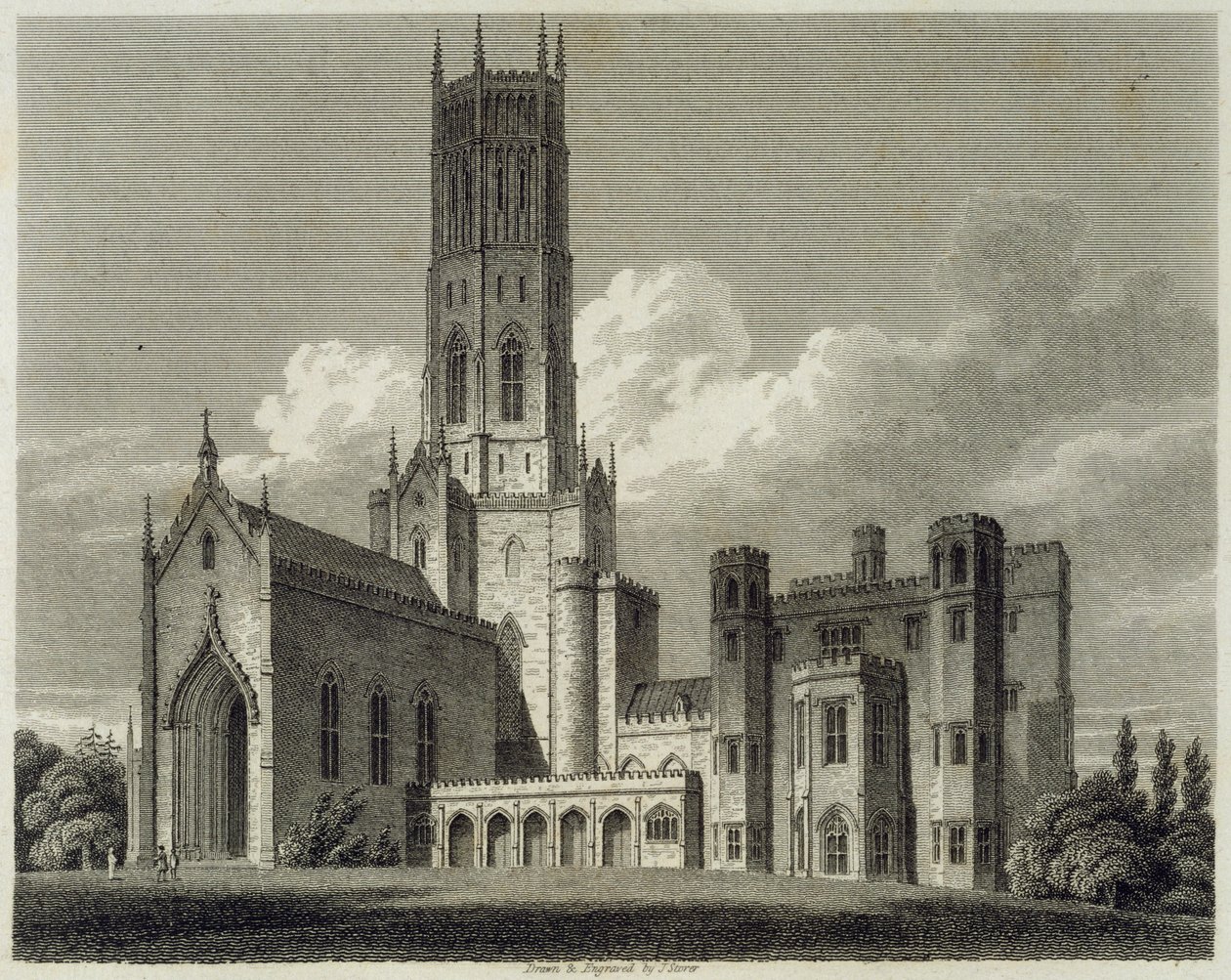A Fonthill-apátság délkeleti nézete, 1812 alkotó: James Storer