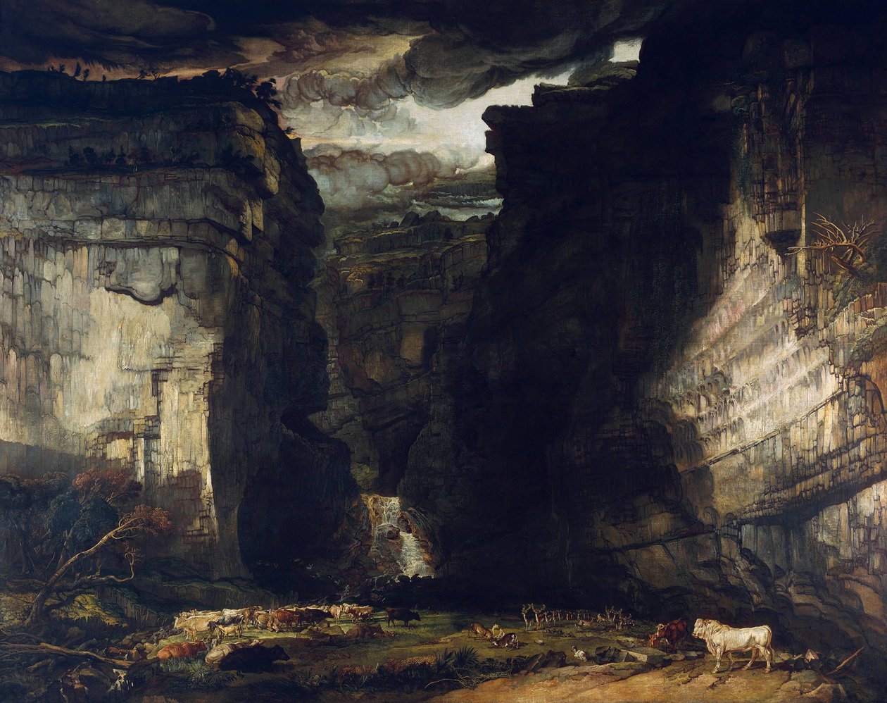 Gordale Scar (Gordale nézete, Kelet -Malham kastélyában Cravenben, Yorkshire -ben, Lord Ribblesdale tulajdona) alkotó: James Ward