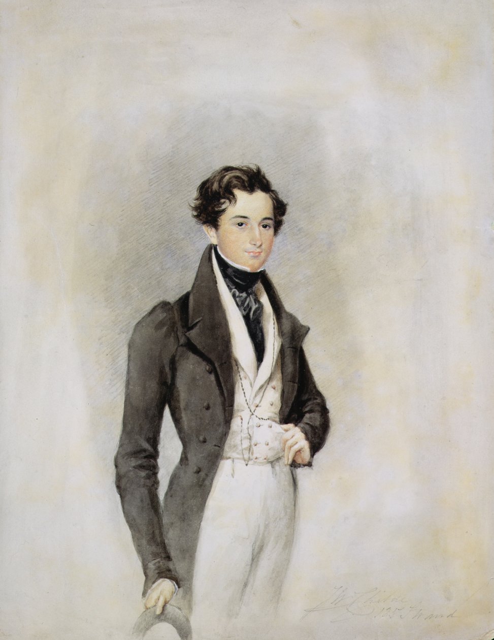 Egy elegáns úriember portréja, 1825 körül (wc papíron) alkotó: James Warren Childe