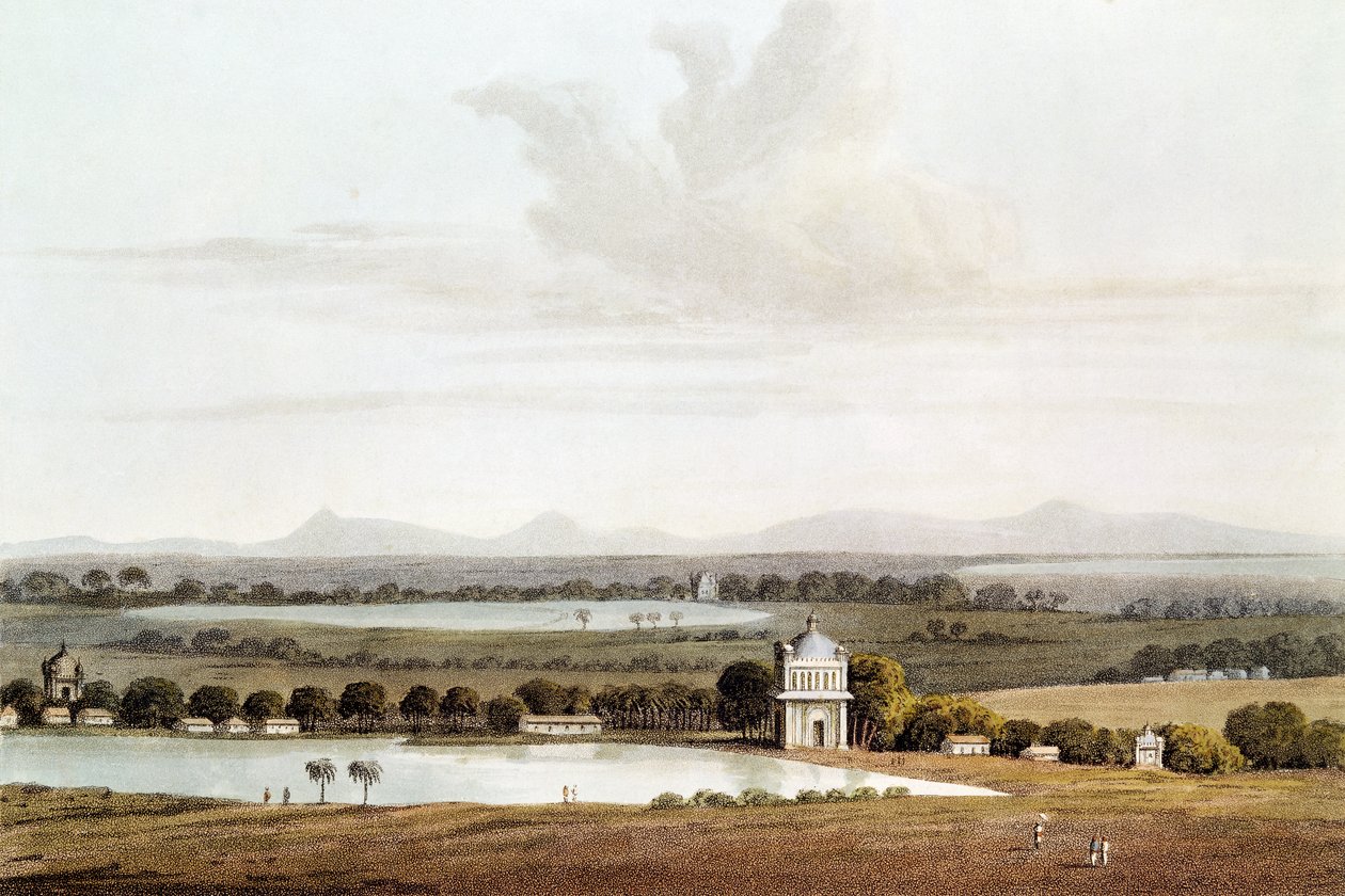 Második nézet északra a Conjeveram melletti Pagodától, a „Journal of a Voyage in 1811 and 1812 to Madras and China” (1811-ben és 1812-ben Madrasba és Kínába) vésett, J. Clark által metszett, 1814-ben megjelent (akvatinta és rézkarc) alkotó: James Wathen