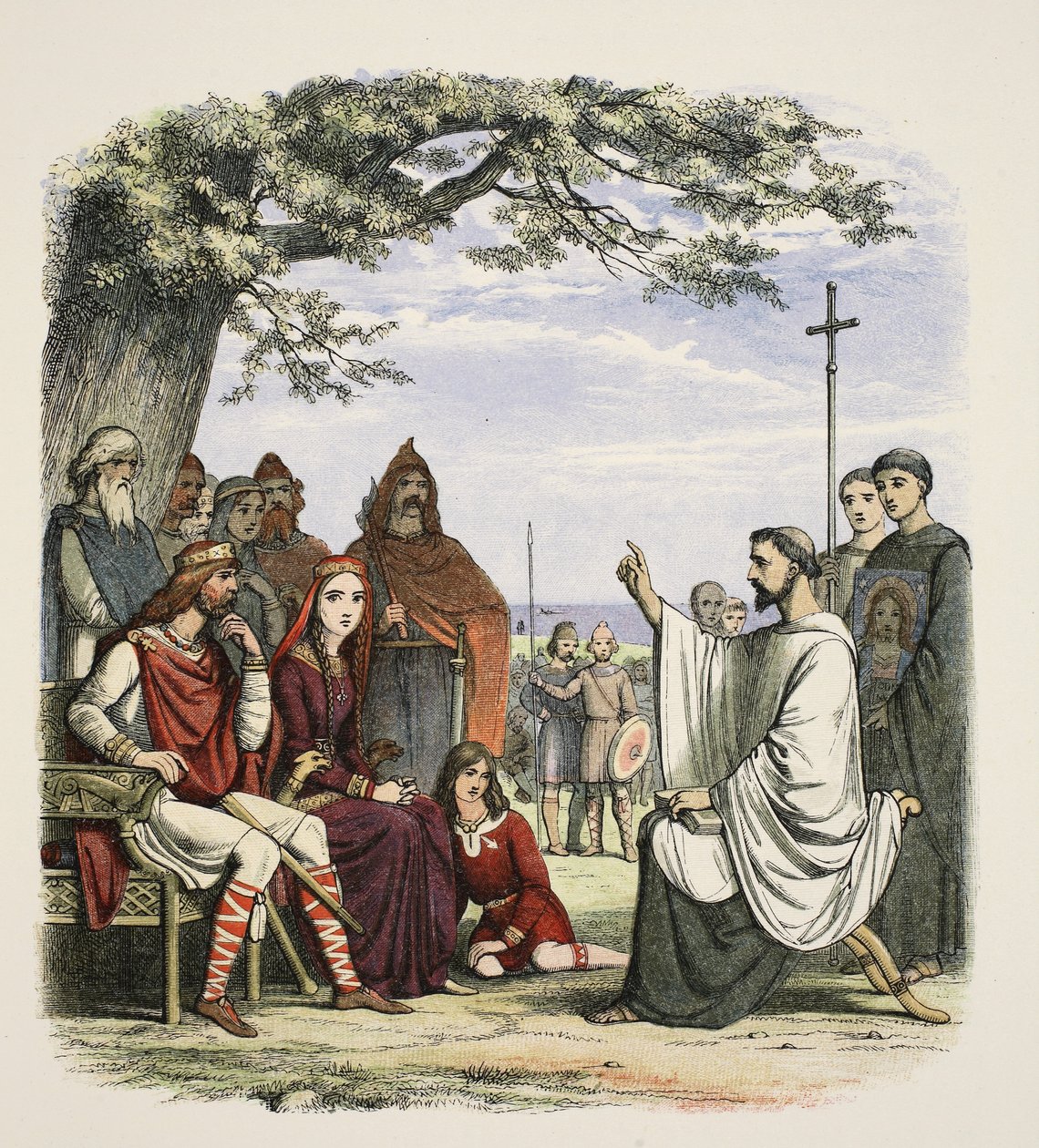 Ágoston prédikál Ethelbert király előtt, i.sz. 597, A Chronicle of England Kr.e. 55-től i.sz. 1485-ig, pub. London, 1863 alkotó: James William Edmund Doyle