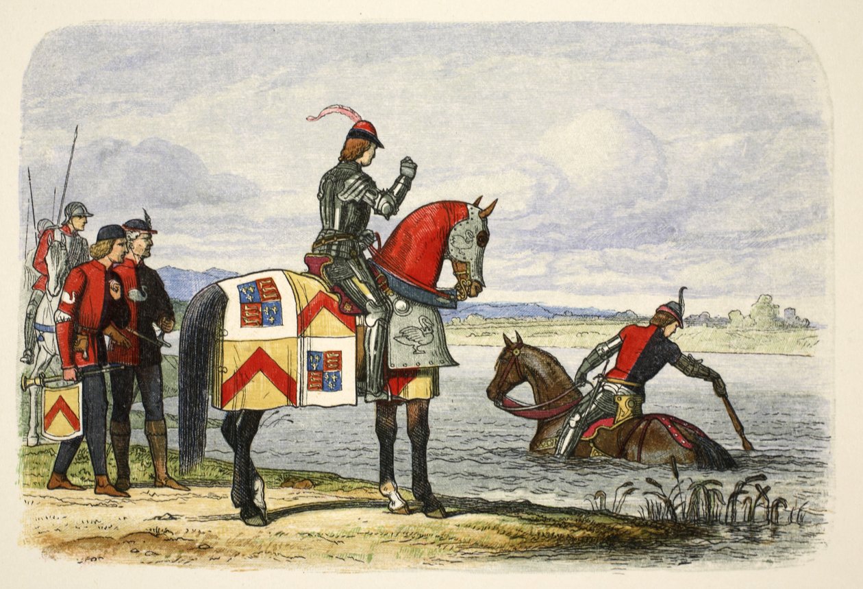 Buckingham járhatatlannak találja a Severnt, 1483. október 18., A Chronicle of England BC 55-től AD 1485-ig, pub. London, 1863 alkotó: James William Edmund Doyle