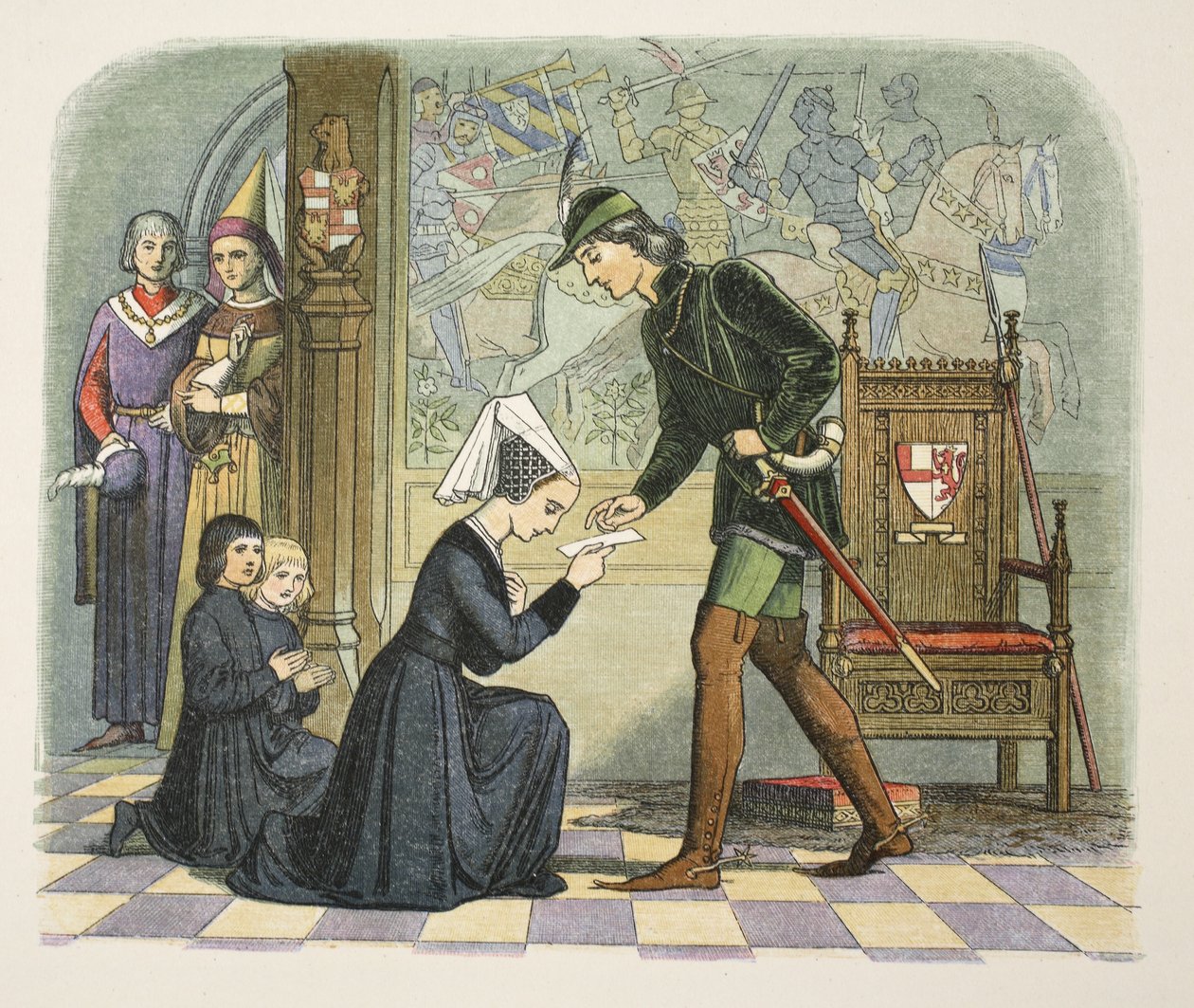 IV. Edward és Lady Elizabeth Grey, 1464. május 1., A Chronicle of England Kr.e. 55-től i.sz. 1485-ig, pub. London, 1863 alkotó: James William Edmund Doyle