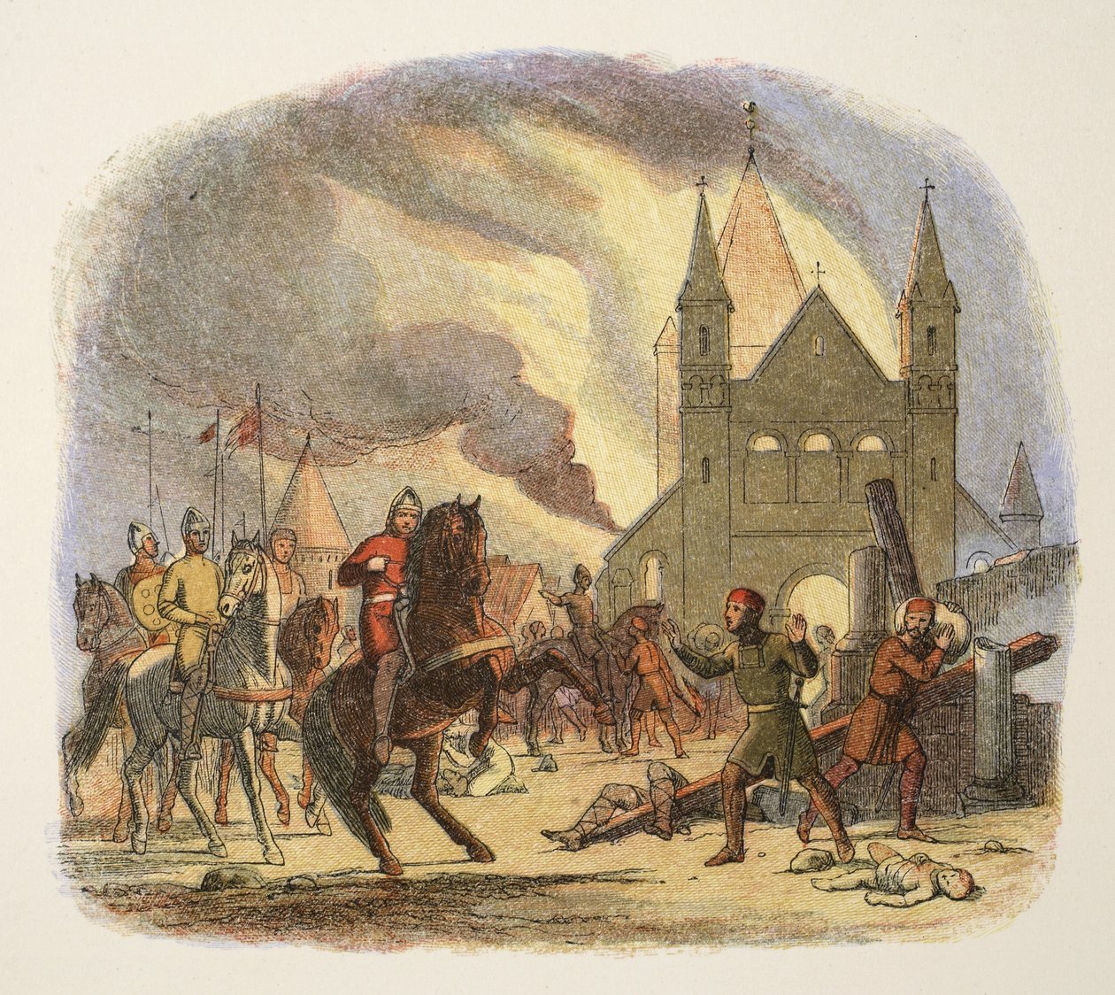 I. Vilmos halálos sebet kap a franciaországi Mantes-ban, 1087-ben, A Chronicle of England BC 55 to AD 1485, pub. London, 1863 alkotó: James William Edmund Doyle