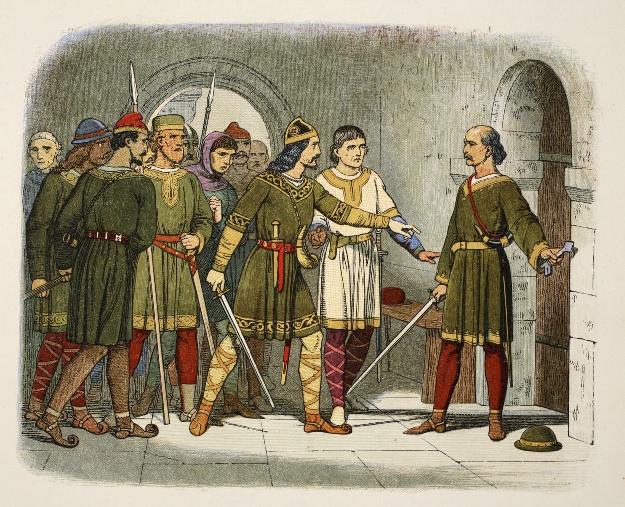 William de Breteuil védi a kincstárat, A Chronicle of England BC 55-től Kr. u. 1485-ig, pub. London, 1863 alkotó: James William Edmund Doyle