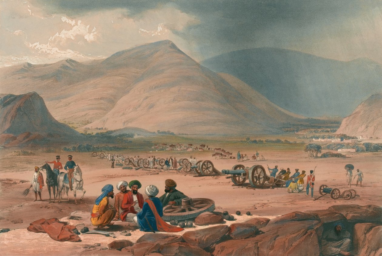 „Urghundee faluja”, 1839 körül (kőnyomat, színezett) alkotó: James (after) Atkinson