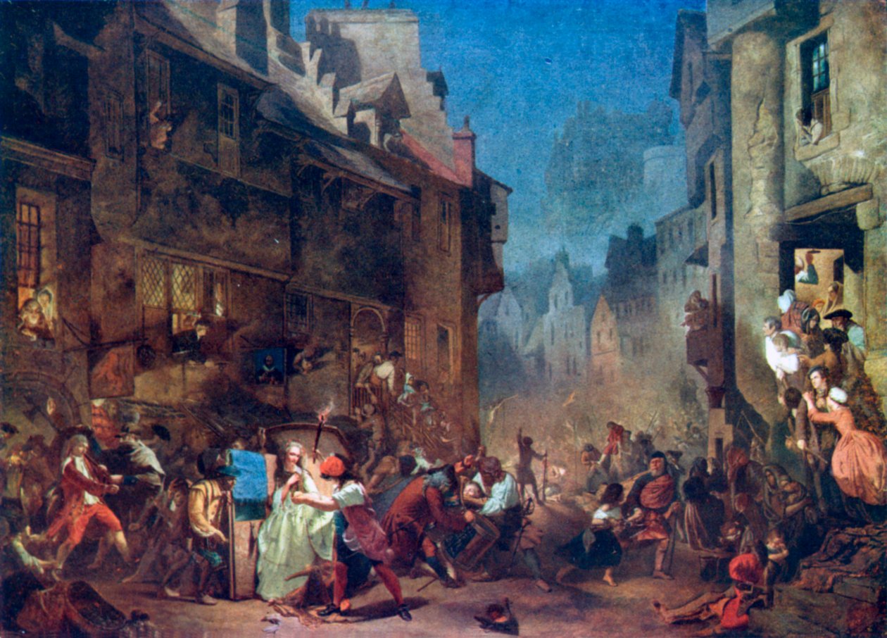 A Porteous Mob (színes litográfia) alkotó: James (after) Drummond