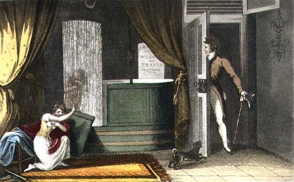 Zuhanyzó, tányér a „Scarborough költői vázlataiból”, Joseph Constantine Stadler (fl.1780-1812) vésett pub. 1813 (színes litó) alkotó: James (after) Green