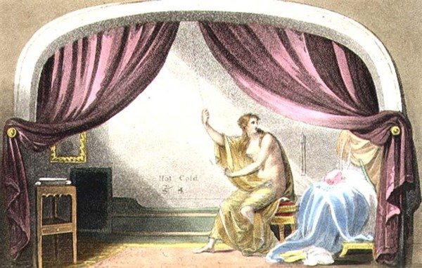 The Warm Bath, lemez a „Scarborough költői vázlataiból”, J. Bluck (fl.1791-1831) vésette, pub. írta: Rudolph Ackermann alkotó: James (after) Green