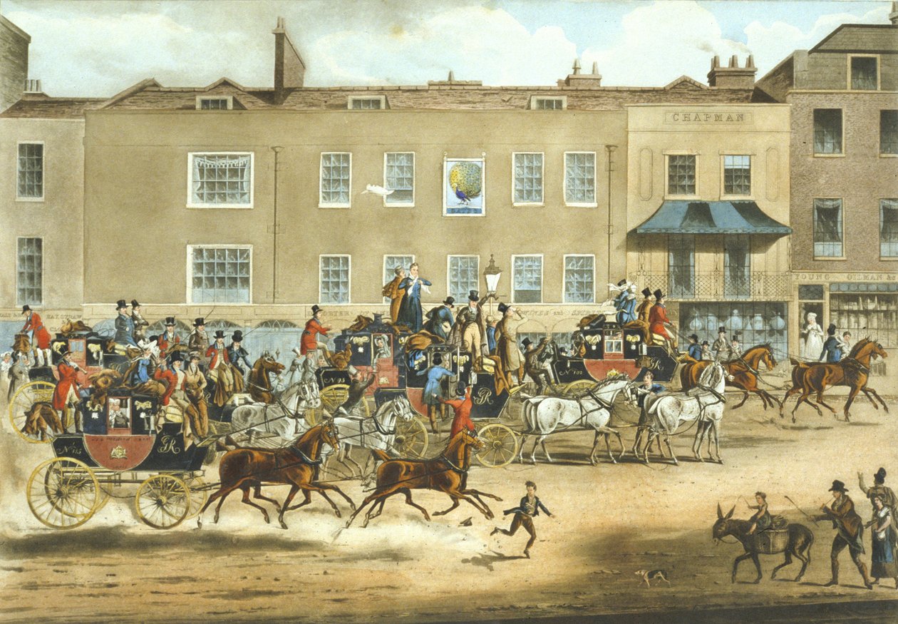 North Country Mails at The Peacock, Islington (színes litho) alkotó: James (after) Pollard