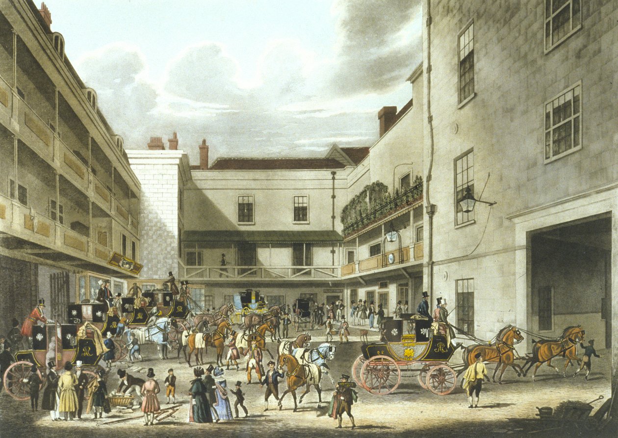 Royal Mail felkészülés az indulásra (színes litho) alkotó: James (after) Pollard