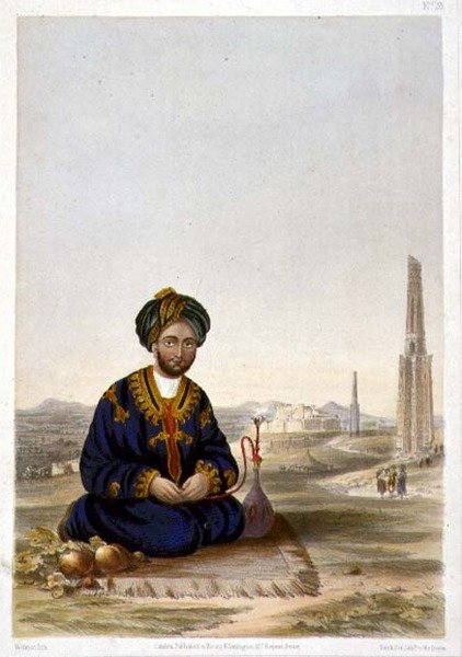 Hyder Khan, Ghuznee kormányzója, 19. tábla az „Afganisztán díszletei, lakói és jelmezei” című könyvéből, Walker metszetével alkotó: James (after) Rattray