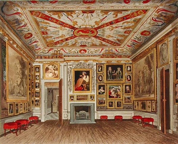 A jelenléti kamra, Kensington palota, „A királyi rezidenciák történetéből”, Daniel Havell (1785-1826), William Henry Pyne (1769-1843) metszetéből alkotó: James (after) Stephanoff