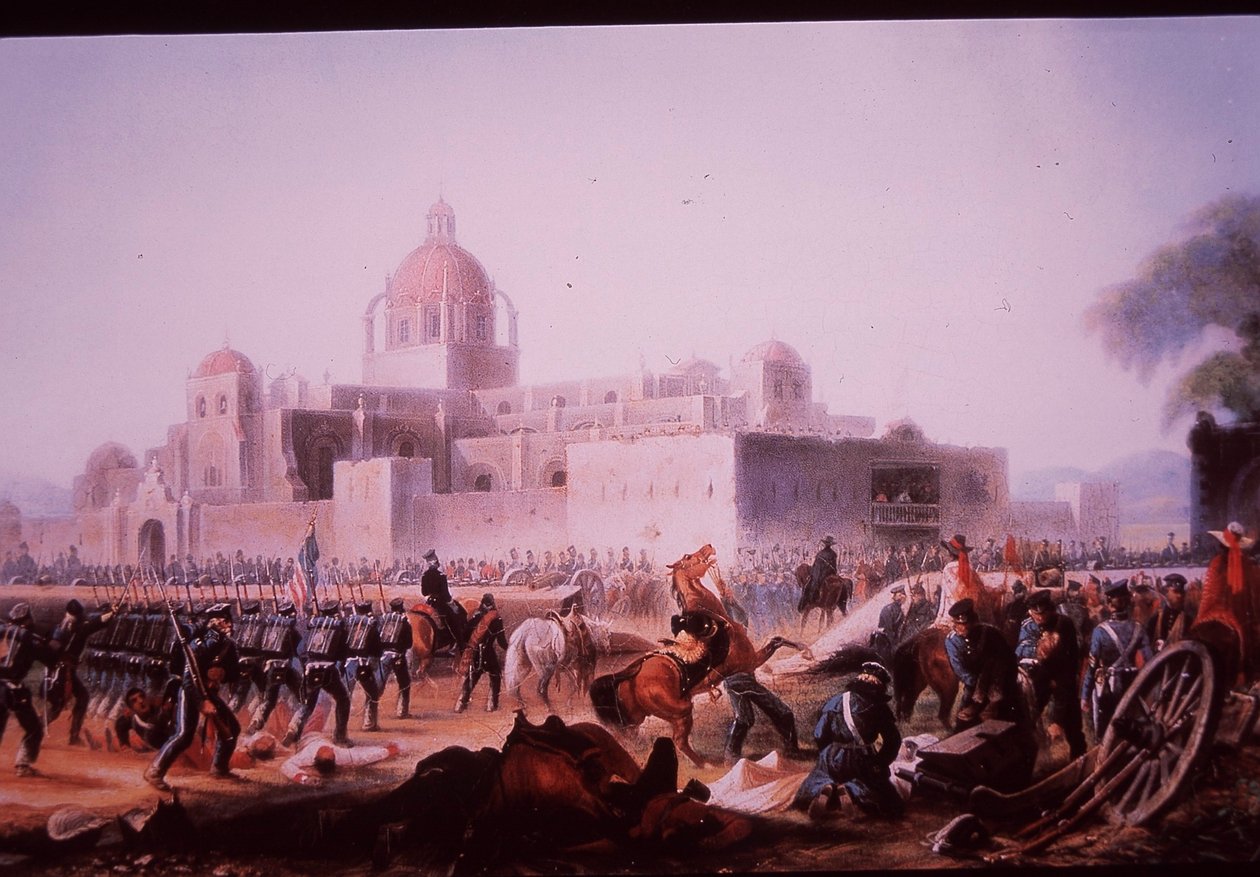 Mexikói-amerikai háború (1846-48), amerikai csapatok megtámadják San Mateót Churubuscónál alkotó: James (after) Walker
