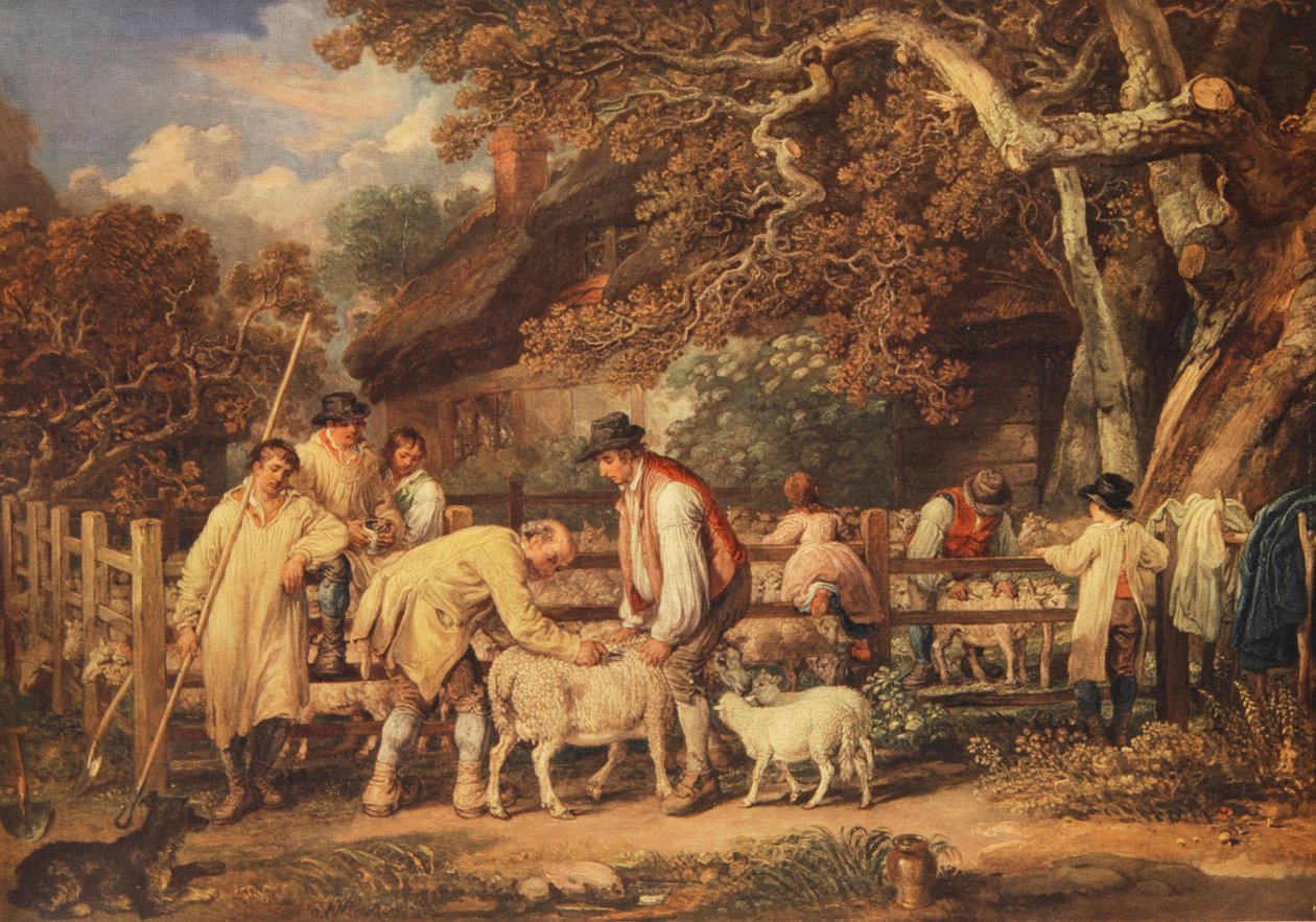 Birkanyírás, 1820 körül (színes litó) alkotó: James (after) Ward