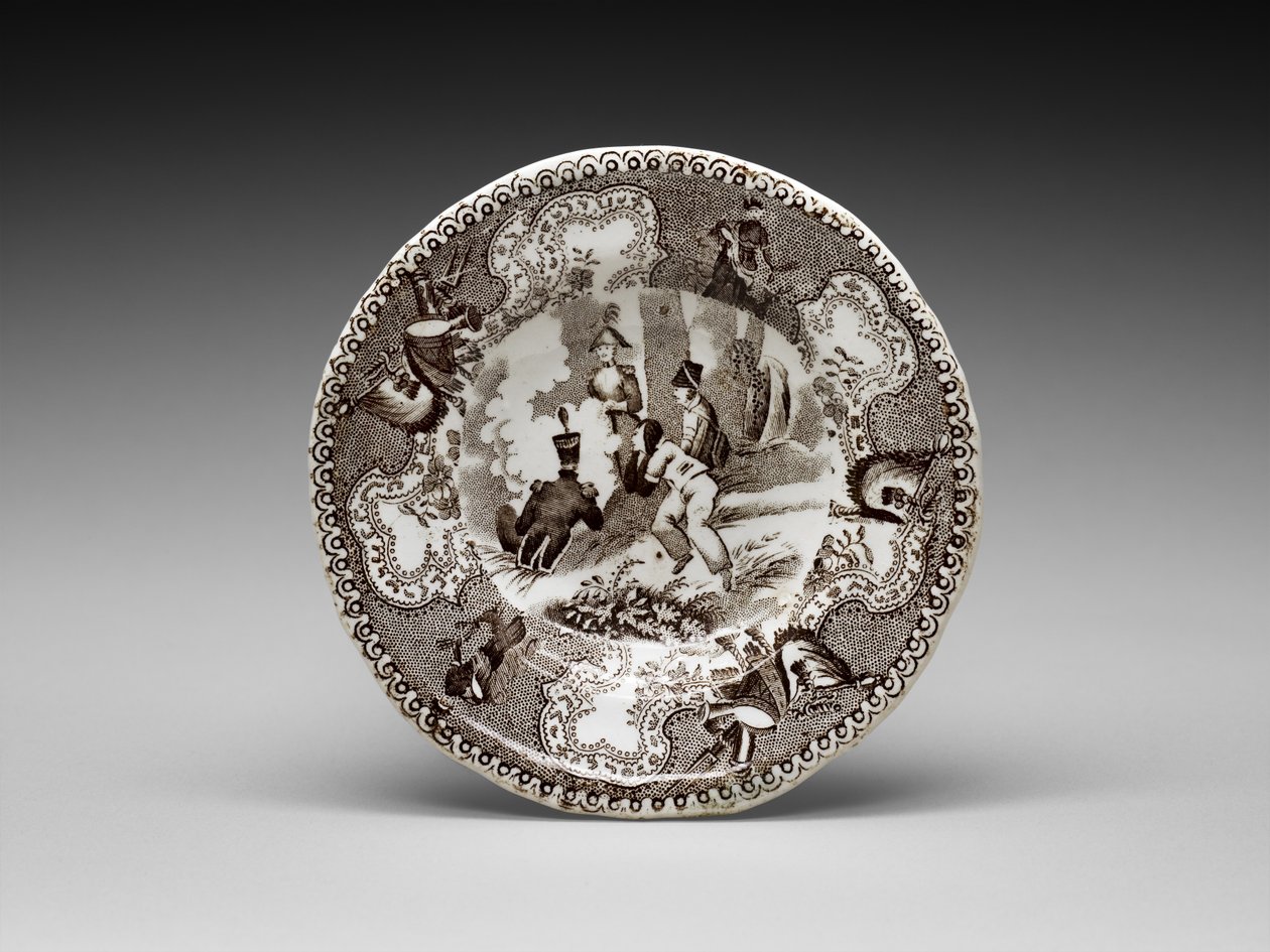 Pohártányér, c. 1837-1856 (ólommázas cserépedény transzfernyomással) alkotó: James (attr.to) Beech