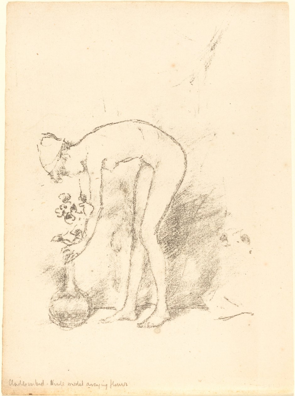 Virágokat rendező aktmodell, c. 1892. alkotó: James Abbott McNeill Whistler