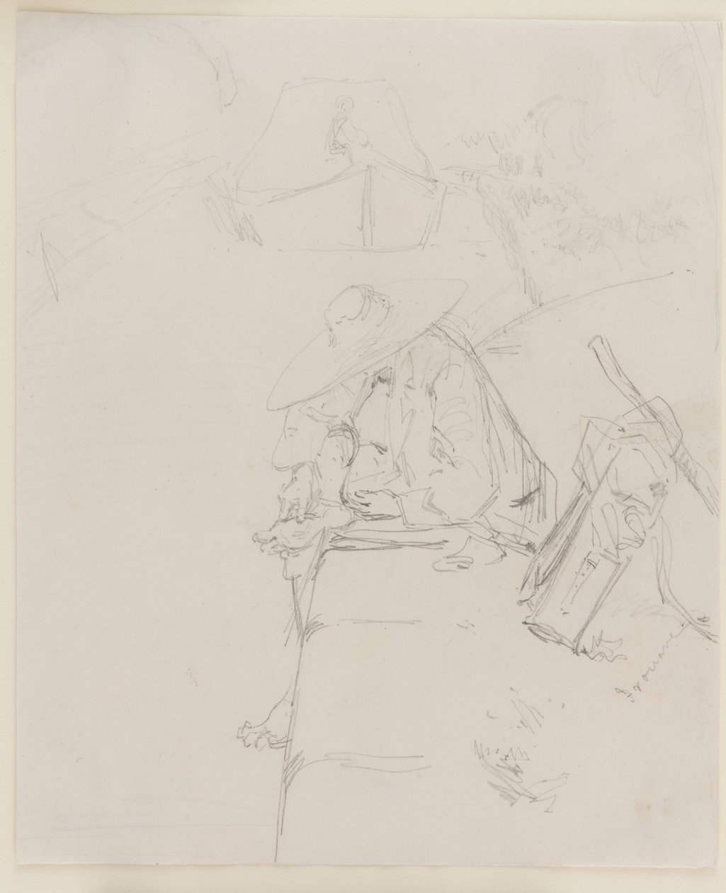 Egy ember ül a fal szélén, 1858. alkotó: James Abbott McNeill Whistler