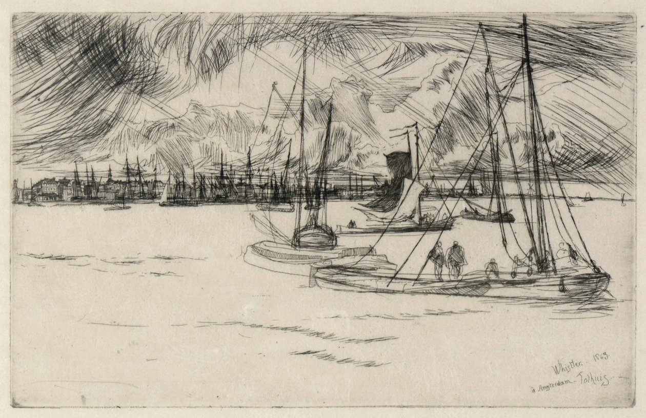 Amszterdam a Tolhuistól alkotó: James Abbott McNeill Whistler