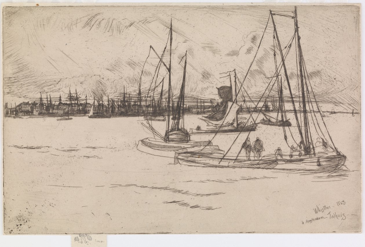 Amszterdam, a Tolhuisból, 1863. alkotó: James Abbott McNeill Whistler