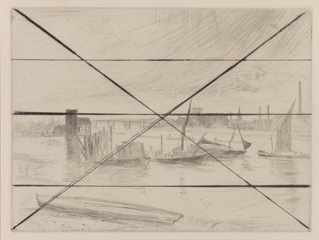 Battersea Dawn Cadogan móló, 1861. alkotó: James Abbott McNeill Whistler