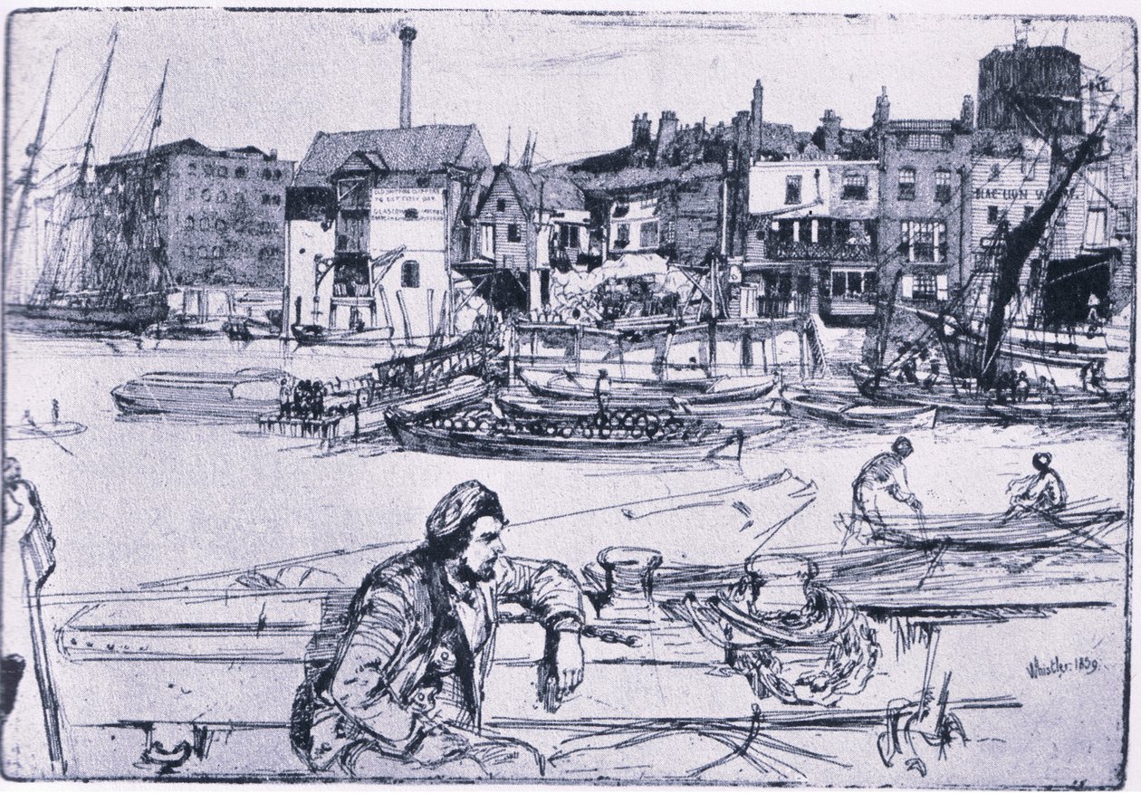 Black Lion Wharf (színes litó) alkotó: James Abbott McNeill Whistler