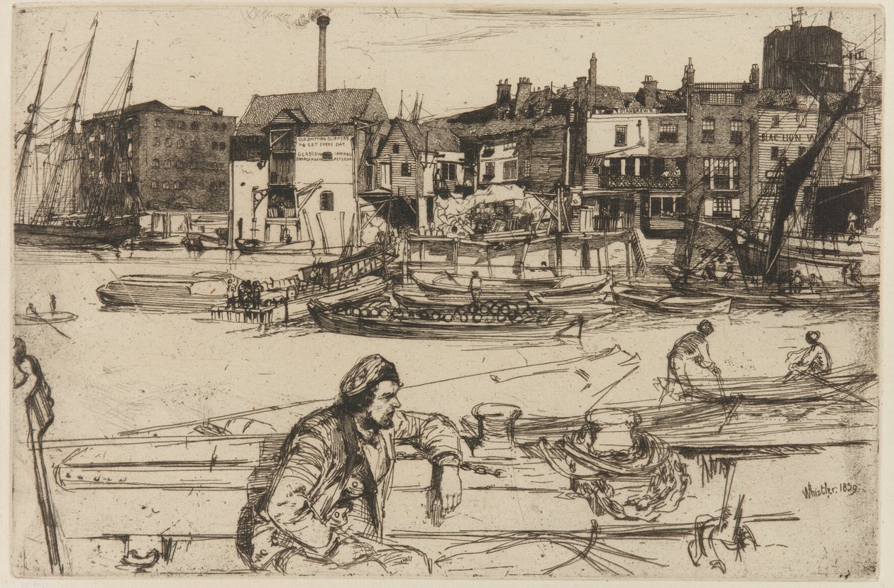 Black Lion Wharf, 1859. alkotó: James Abbott McNeill Whistler