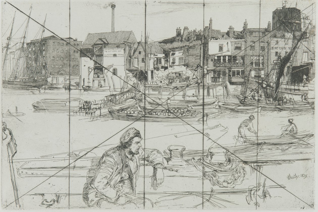 Black Lion Wharf, 1859. alkotó: James Abbott McNeill Whistler