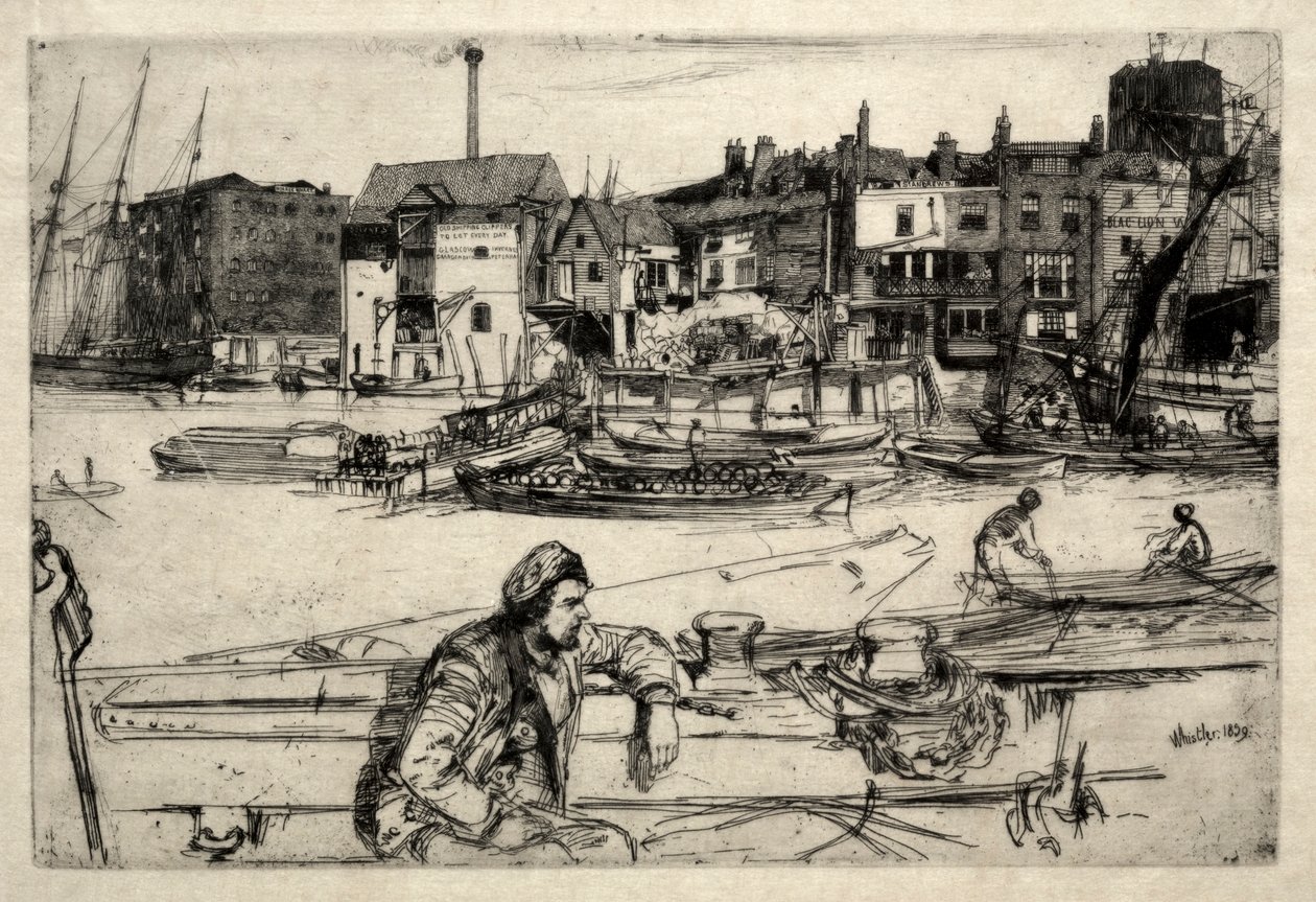 Black Lion Wharf, 1859. alkotó: James Abbott McNeill Whistler