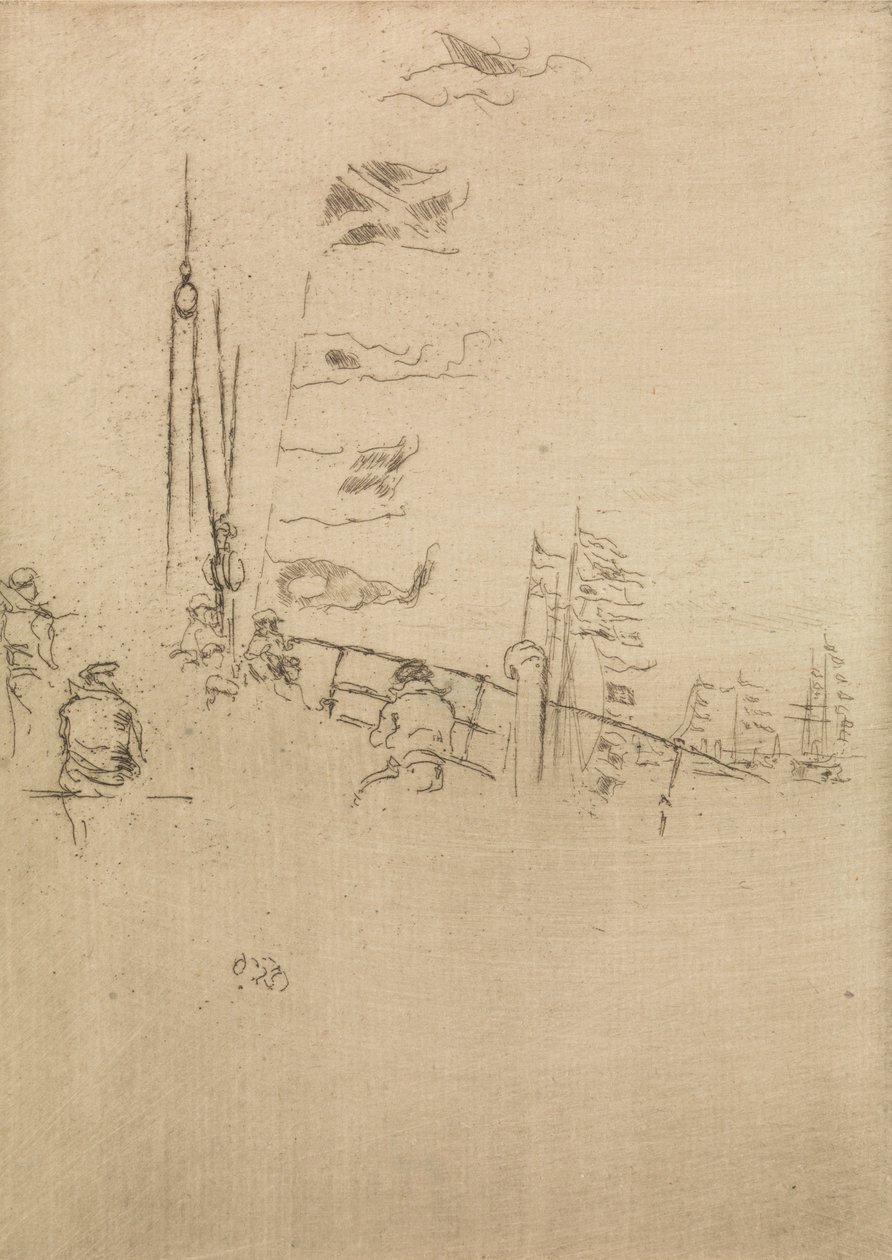 Bunting, a The Naval Review című tizenkét metszetből álló sorozatból, 1887. alkotó: James Abbott McNeill Whistler