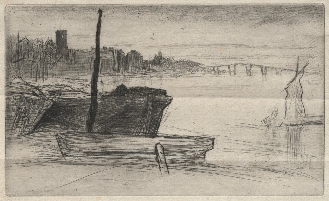 Chelsea híd és templom, 1871. alkotó: James Abbott McNeill Whistler