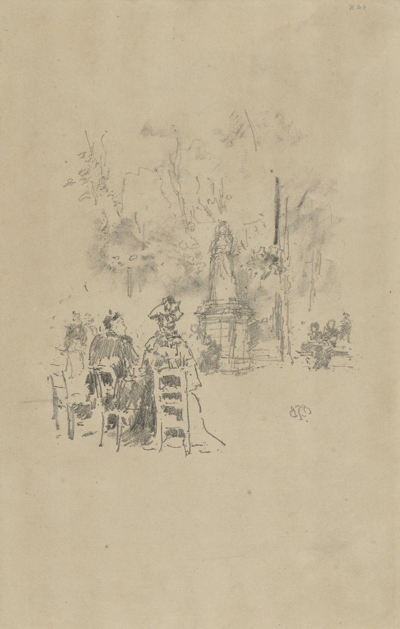 Beszélgetés a szobor alatt, Luxembourg Gardens alkotó: James Abbott McNeill Whistler