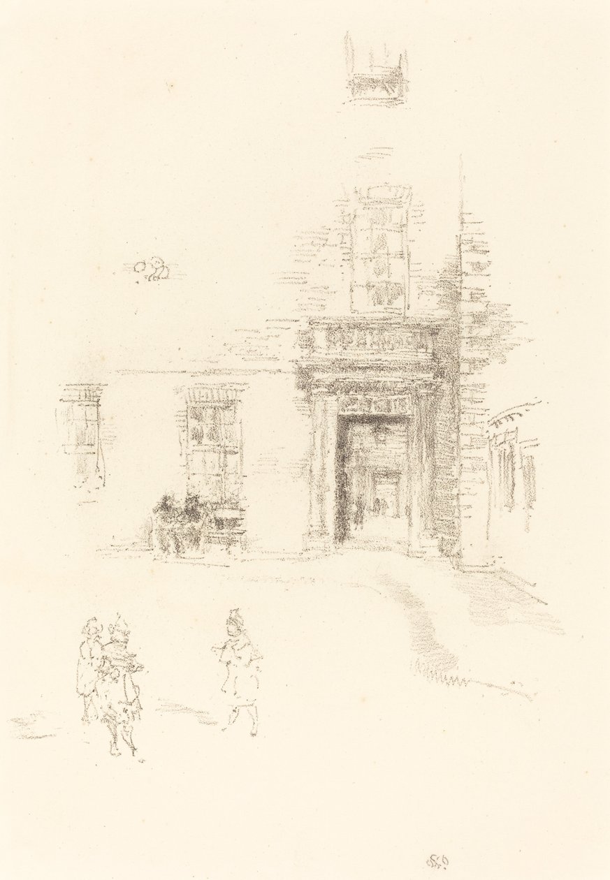 Courtyard, Chelsea Kórház, 1888. alkotó: James Abbott McNeill Whistler