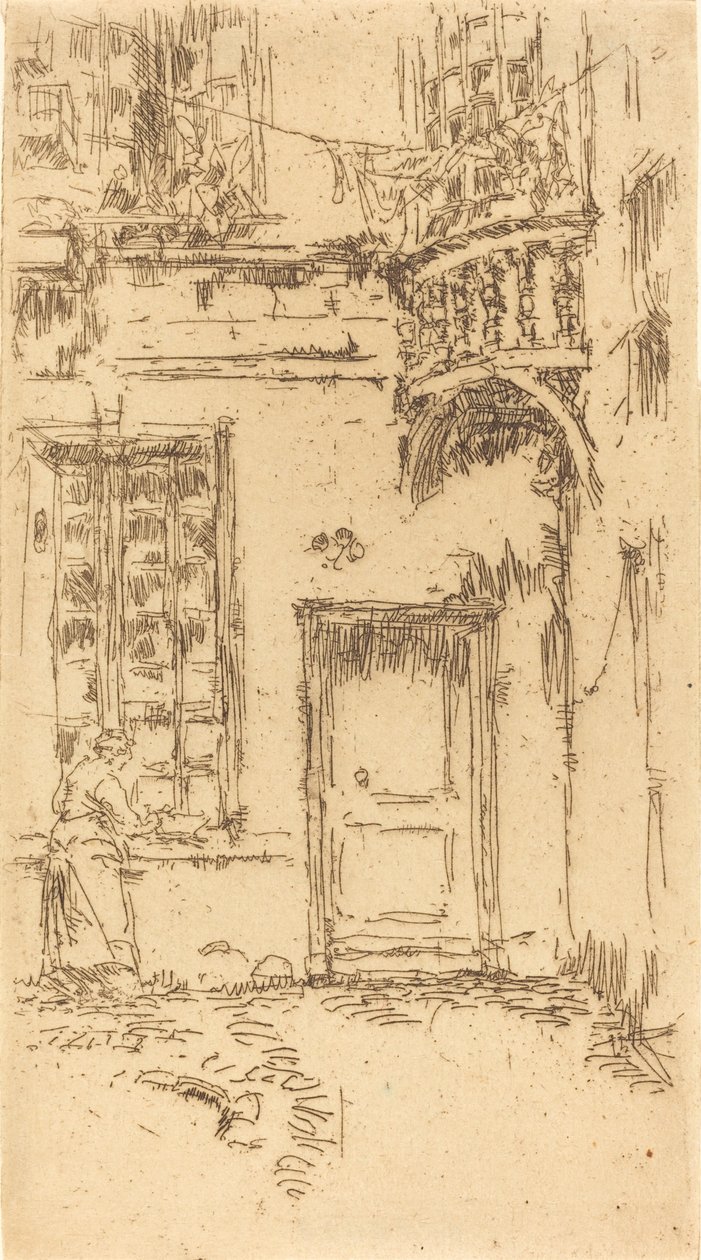 Udvar, Rue P.L. Futár, 1888. alkotó: James Abbott McNeill Whistler