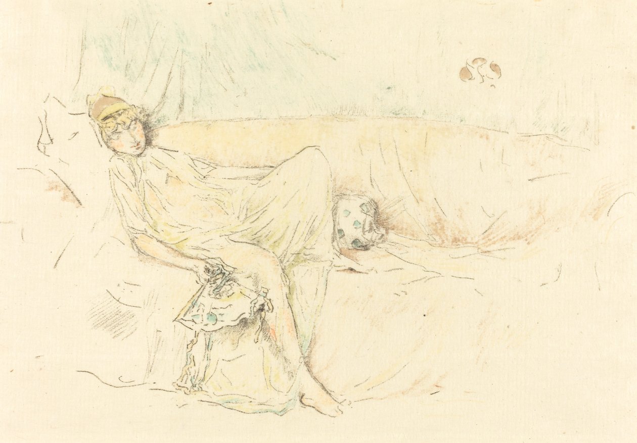 Drapált figura, fekvő, 1892. alkotó: James Abbott McNeill Whistler