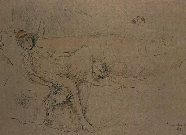 Drapírozott figura fekvő (litho) alkotó: James Abbott McNeill Whistler