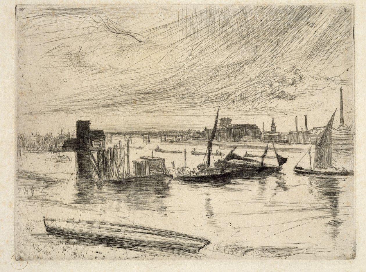 Kora reggel, Battersea, 1861 (szárazpont) alkotó: James Abbott McNeill Whistler