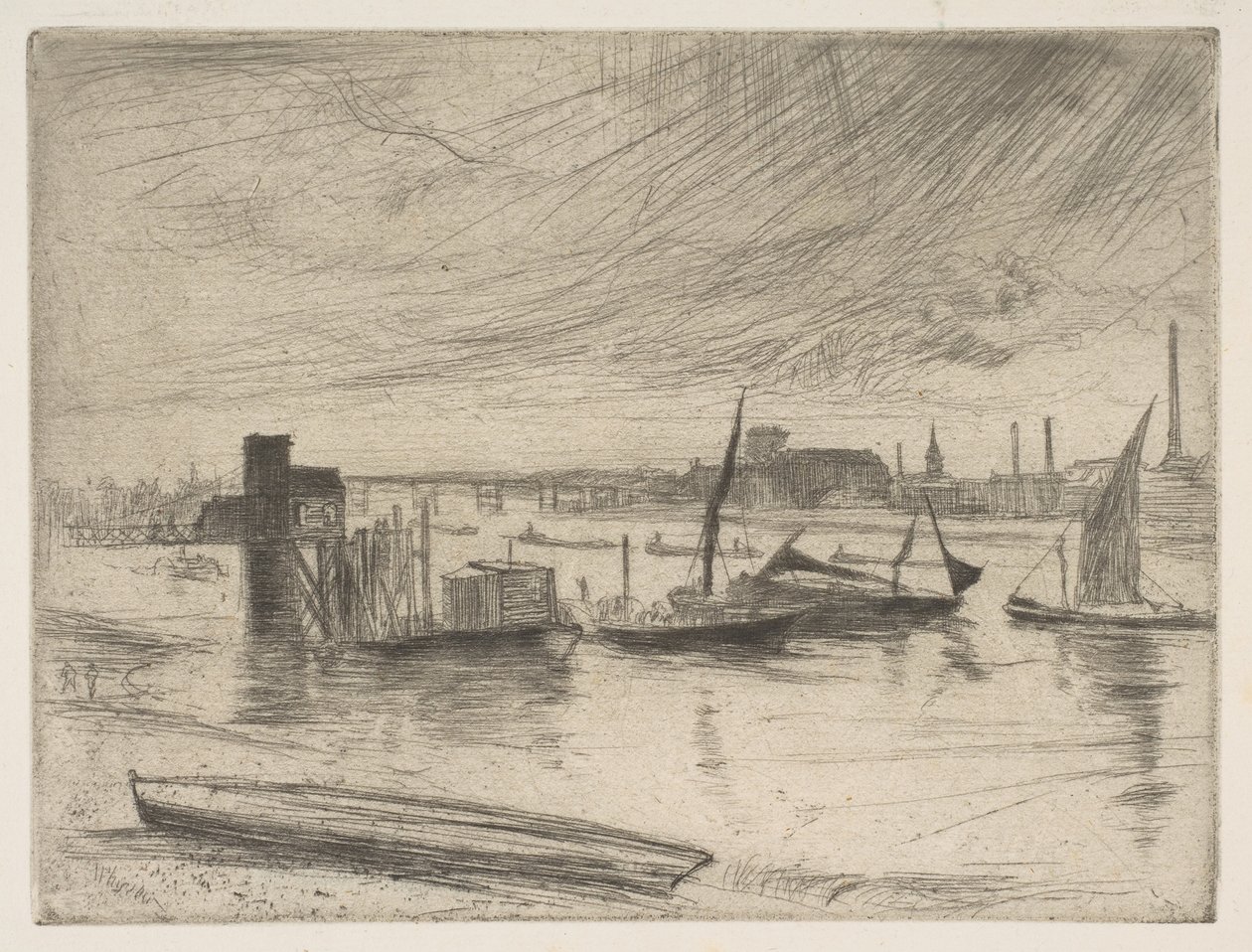 Kora reggel, Battersea Battersea Dawn Cadogan móló, 1861. alkotó: James Abbott McNeill Whistler