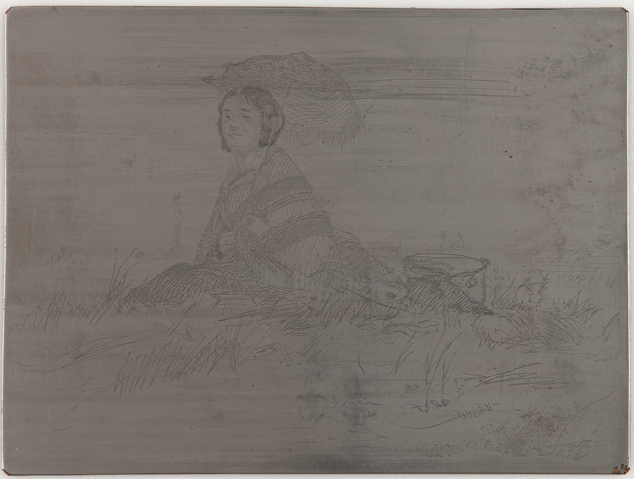 En Plein Soleil. Törölhetetlen lemez a Tizenkét rézkarc a természetből A francia díszlet, 1858. alkotó: James Abbott McNeill Whistler