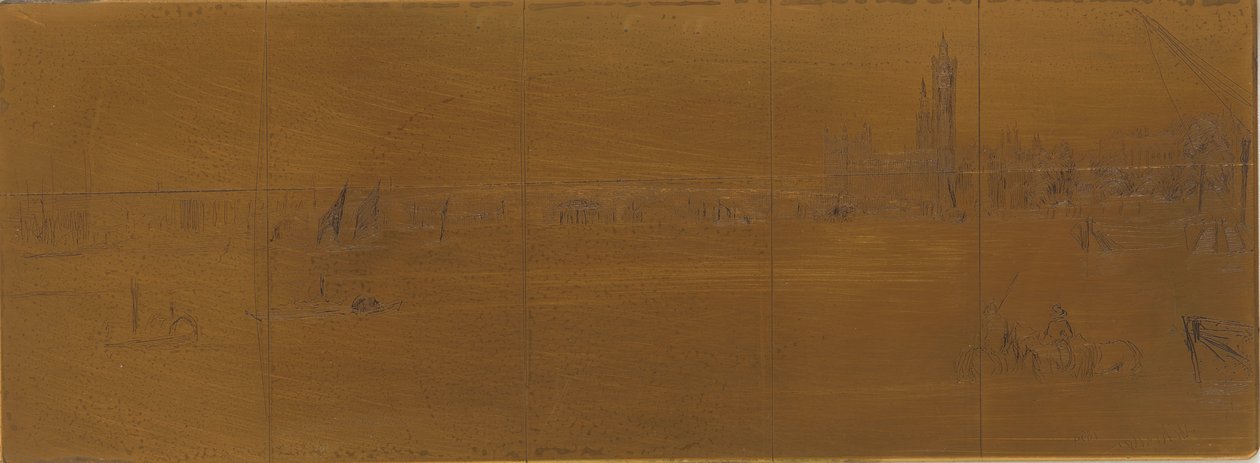 Rézkarc: Old Westminster Bridge, 1859. alkotó: James Abbott McNeill Whistler