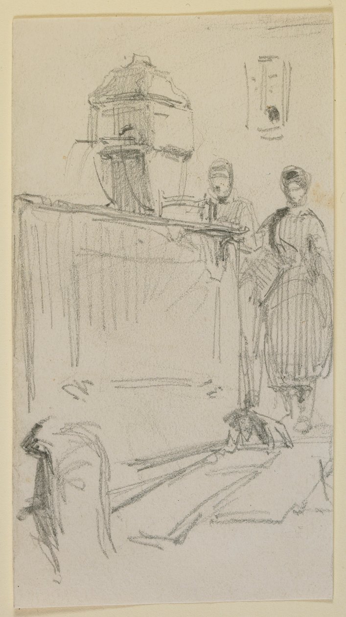 Alakzatok egy szökőkút mellett, 1858. alkotó: James Abbott McNeill Whistler