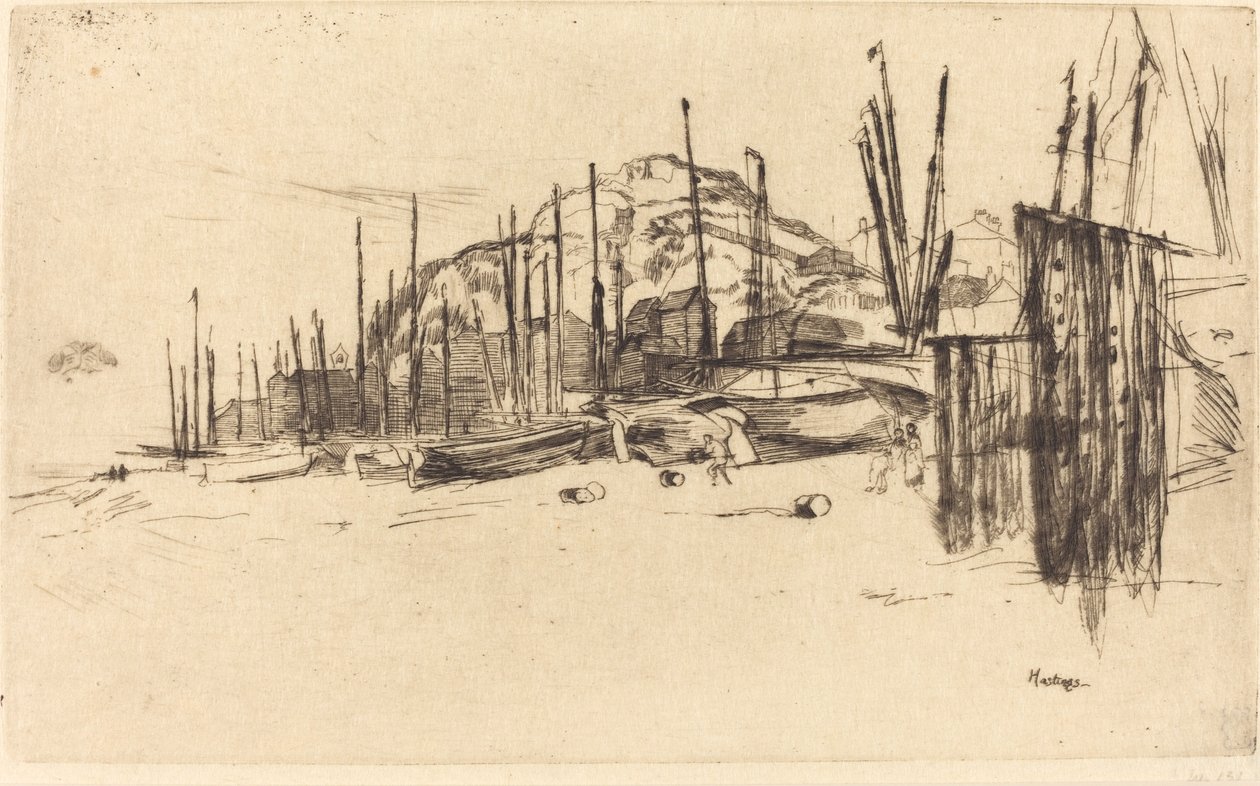 Halászhajók, Hastings, 1877. alkotó: James Abbott McNeill Whistler
