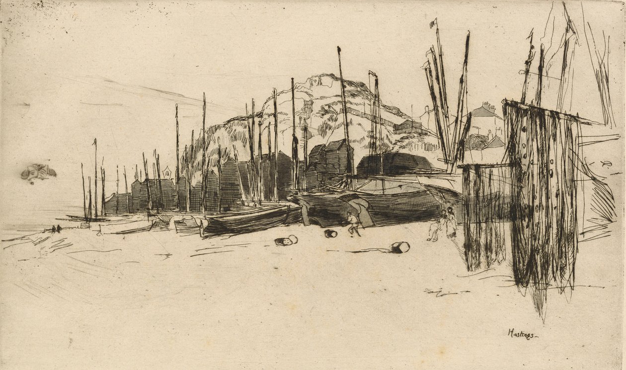 Halászhajók, Hastings, 1877. alkotó: James Abbott McNeill Whistler