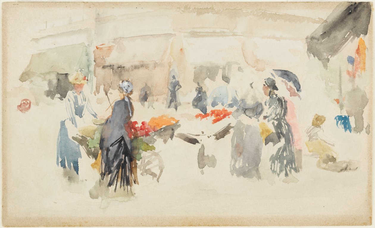 Virágpiac-Dieppe alkotó: James Abbott McNeill Whistler