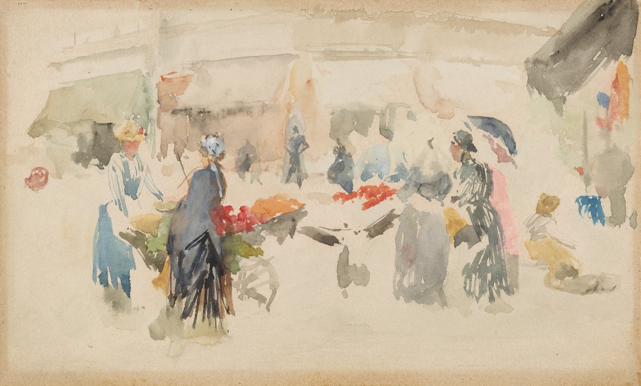 Virágpiac: Dieppe, 1885. alkotó: James Abbott McNeill Whistler