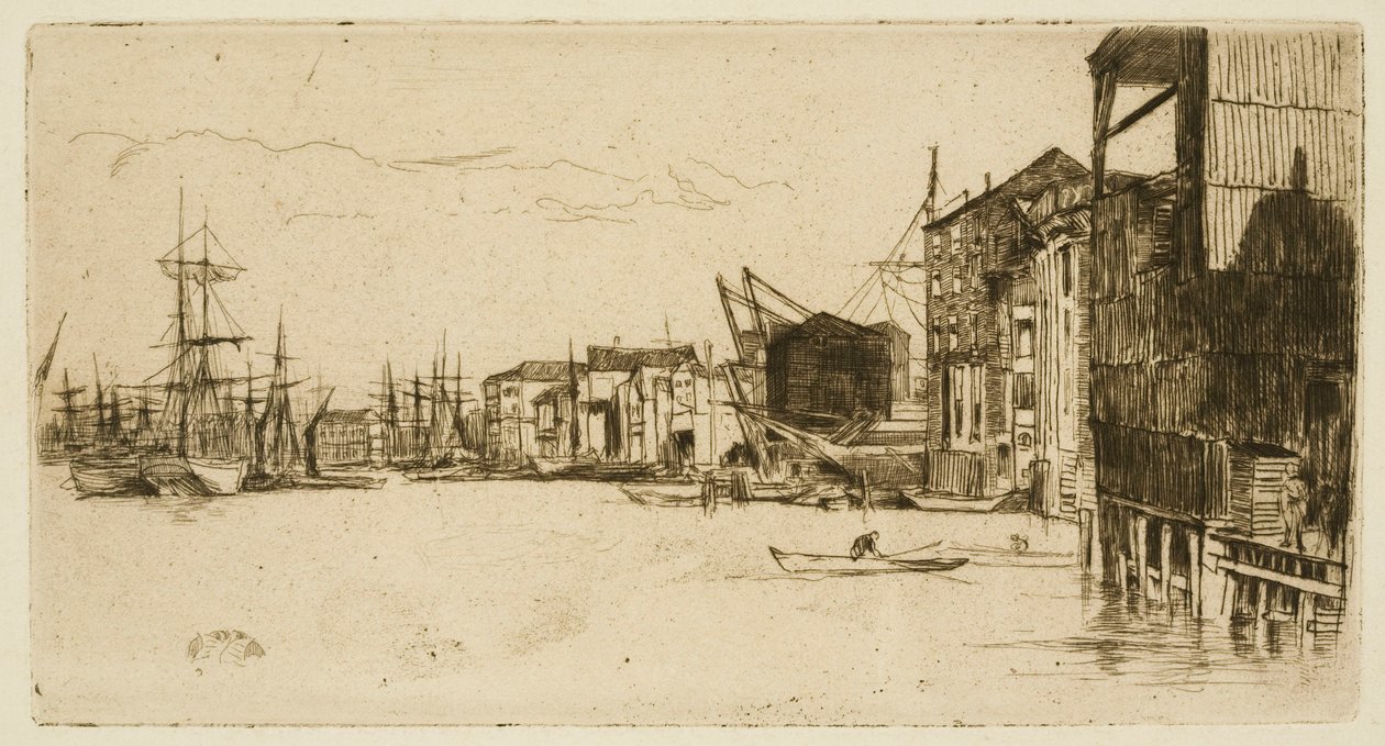 Free Trade Wharf Londonban alkotó: James Abbott McNeill Whistler